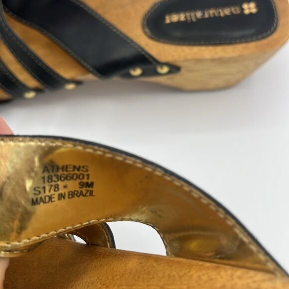 Naturalizer women’s Athens black wooden sole slip on sandal - Picture 2 of 6